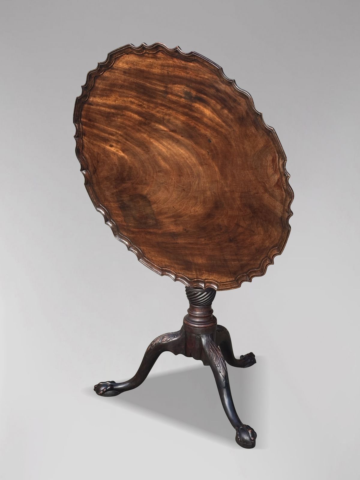 18th Century George III Period Mahogany Pie Crust Edge Tripod Table photo furniture