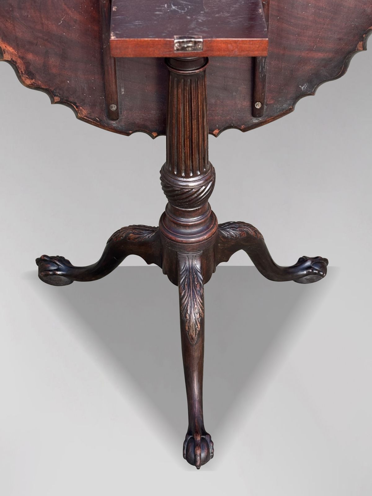18th Century George III Period Mahogany Pie Crust Edge Tripod Table photo vintage