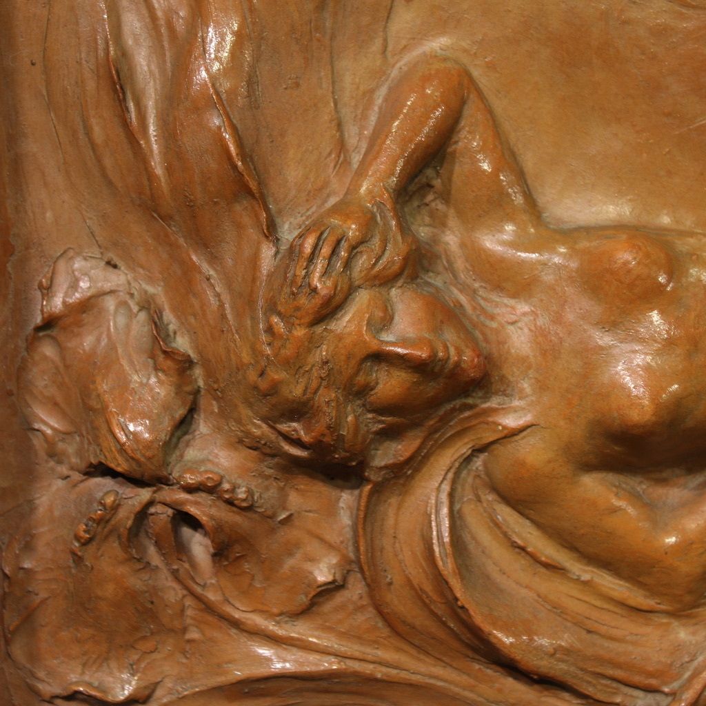 French Terracotta Bas Relief, Venus With Faun From 20th Century photo 3400.0