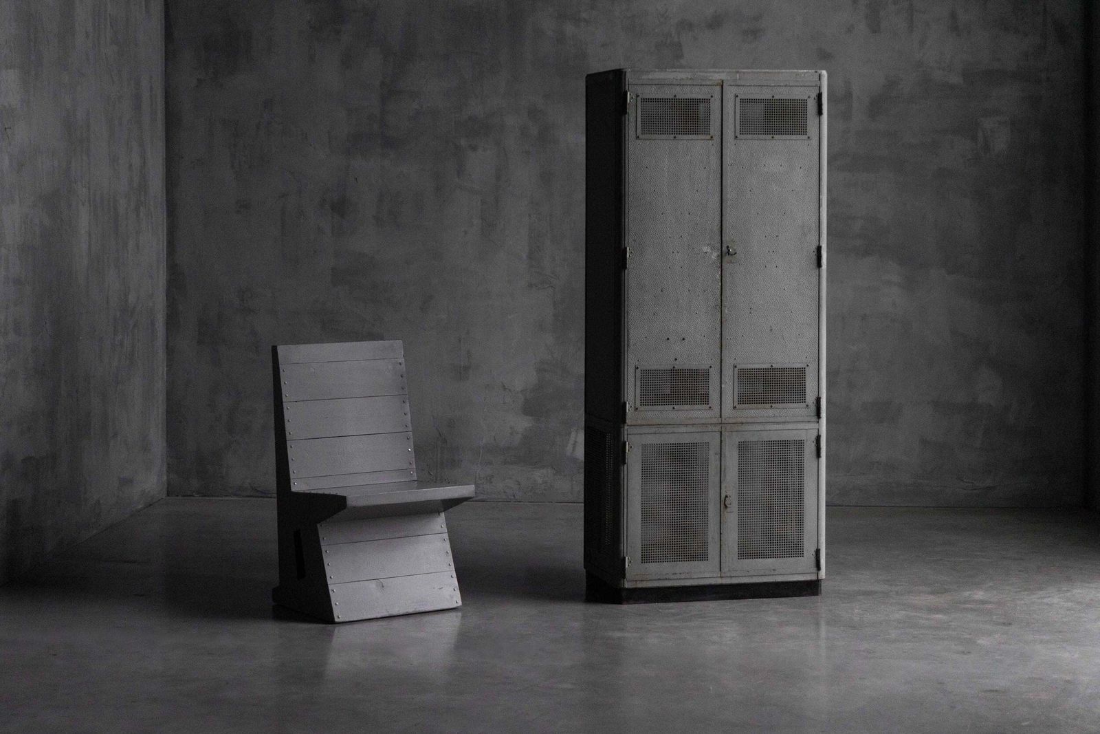 photo furniture Industrial Steel Cabinet, France, 1960s