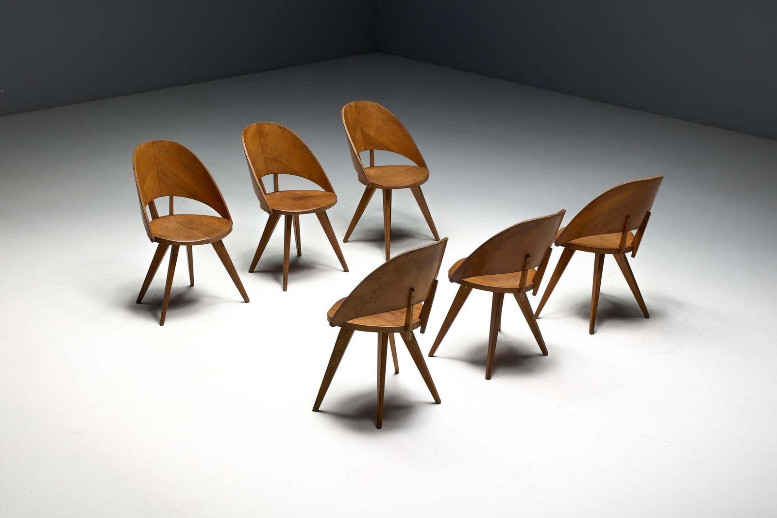 photo for sale Mid Century Plywood Dining Chairs, Italy, 1950s