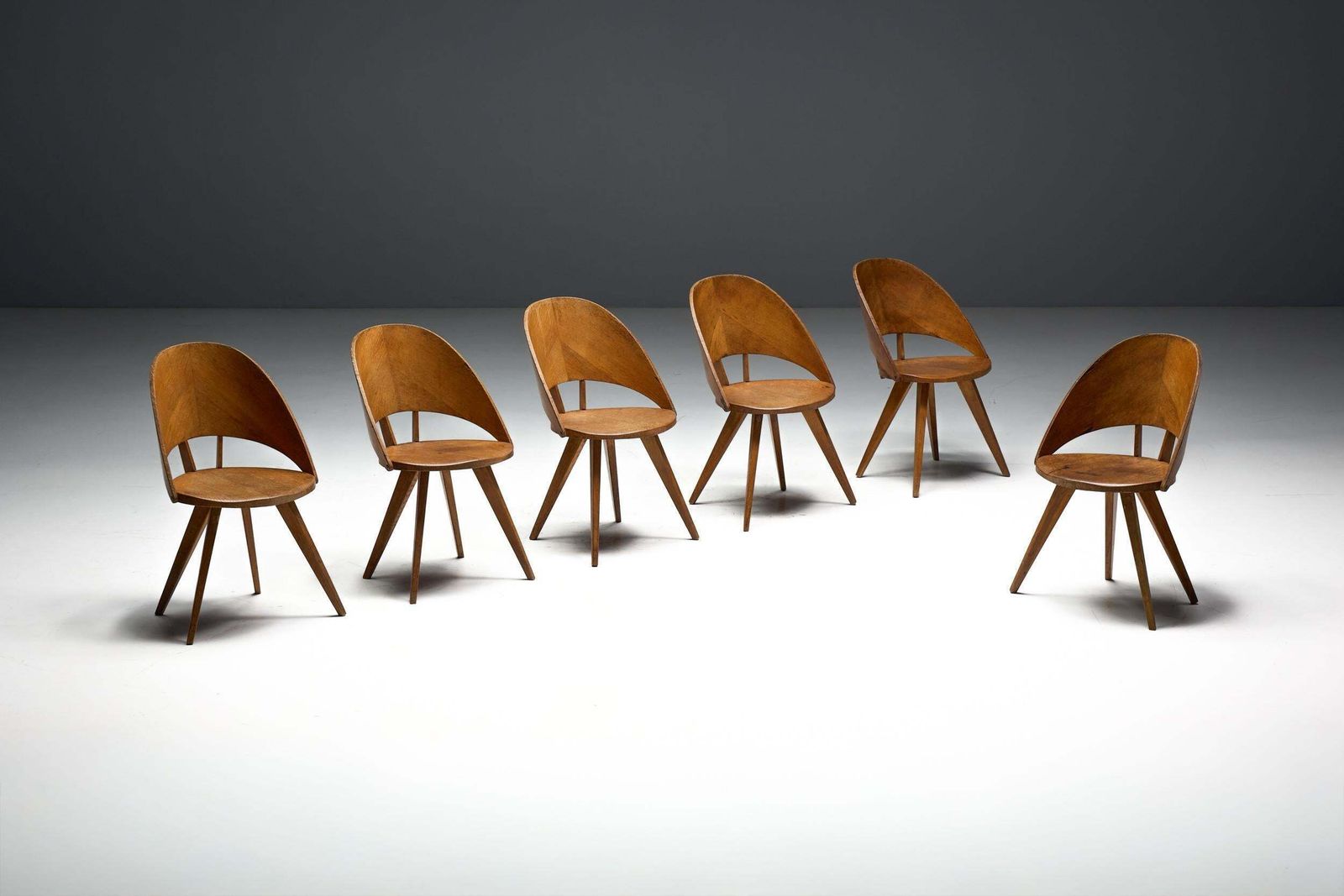 Furniture Mid Century Plywood Dining Chairs, Italy, 1950s photo