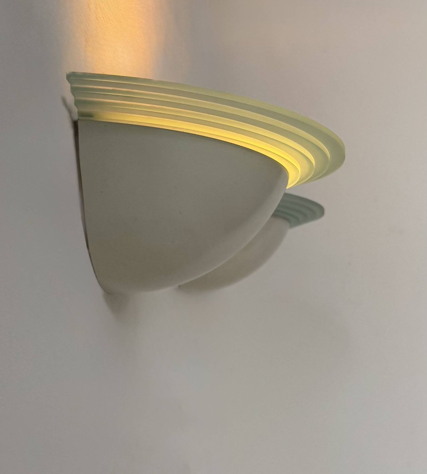 Pair Of Vintage Half Moon Wall Lights, Perspex And White Metal, France, 1970. photo furniture