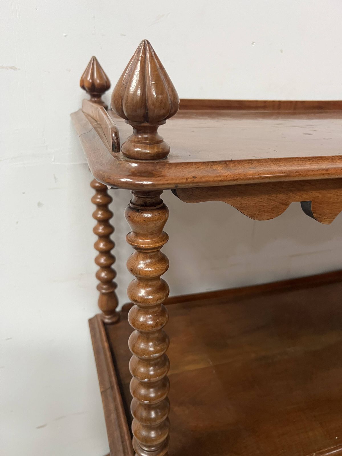 Furniture Napoleon III Console Table With Three Shelves In Mahogany And Veneer, 19th Century photo