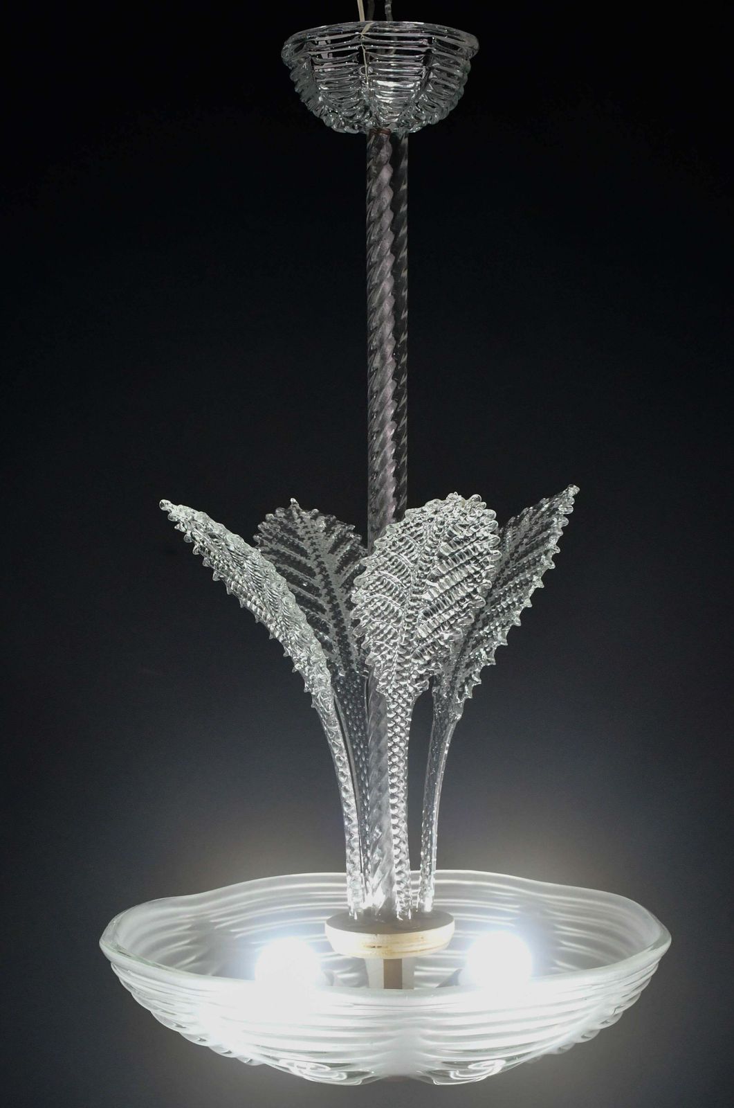 Luxury Barovier & Toso Chandelier, Murano Pulegoso Glass, 1950s photo vintage
