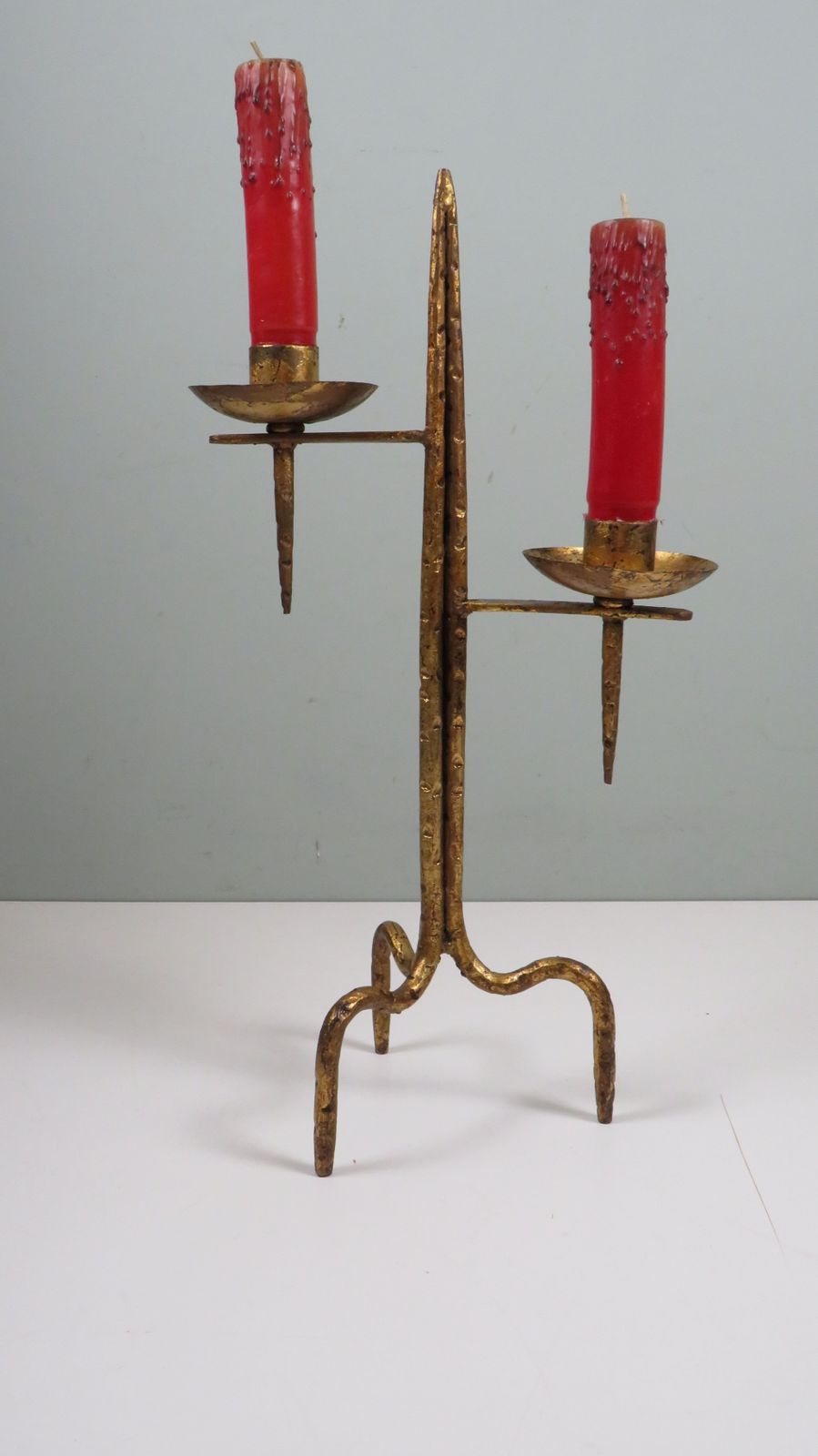 410.0 Large Brutalist Metal Candleholder With Venetian Influence, Sculptural Design, 1960s–1970s photo