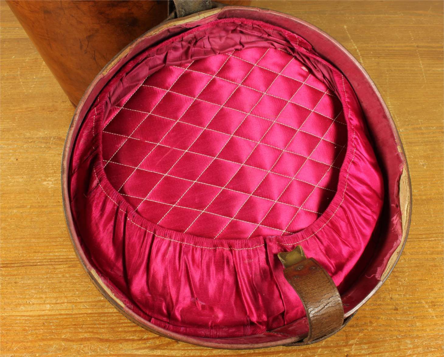 Antique Large Multi Top Hat Carry Case. Tall Double Leather Storage Box. photo vintage
