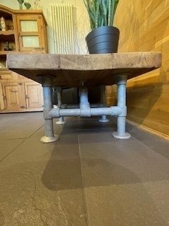 Unique Handmade Industrial Chunky Square Coffee Table With Reclaimed Pine & Steel Frame photo furniture
