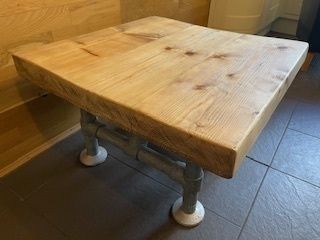 Unique Handmade Industrial Chunky Square Coffee Table With Reclaimed Pine & Steel Frame photo Furniture