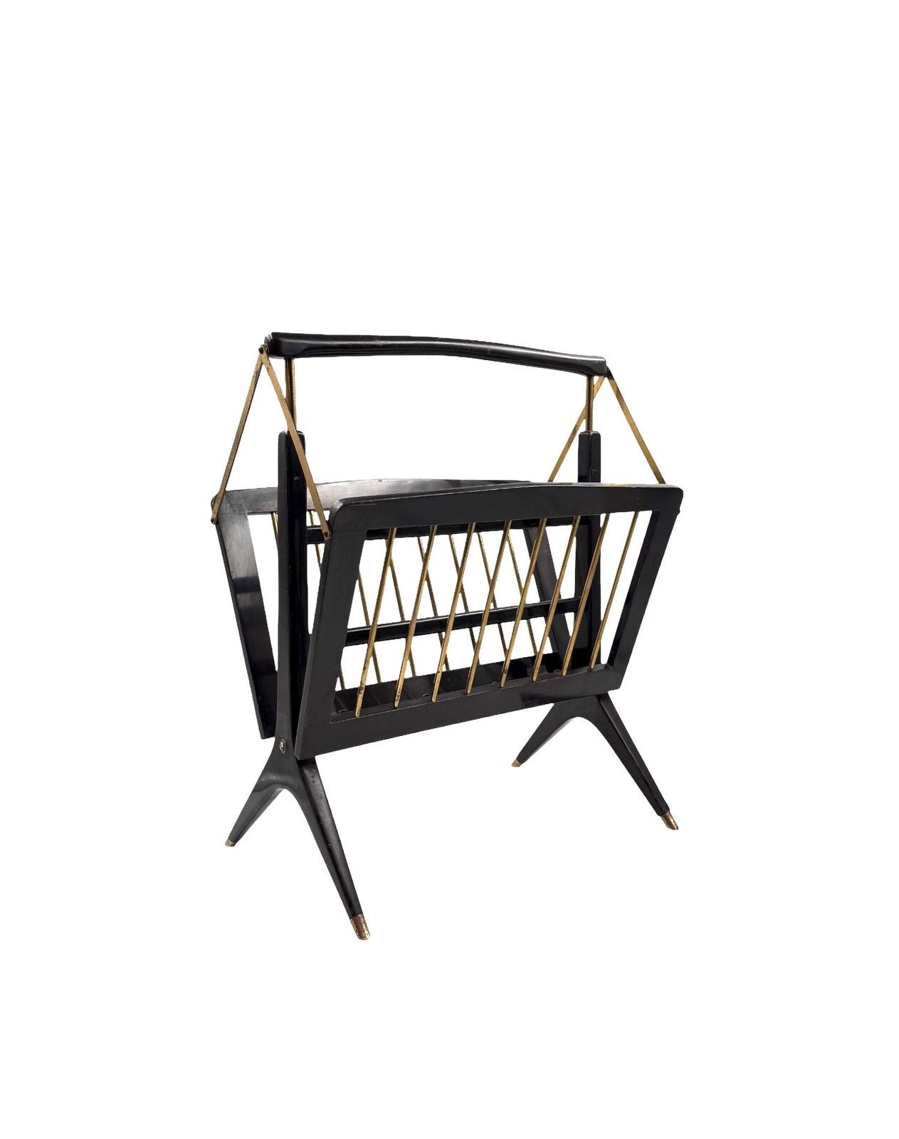 Mid Century Modern Brass Magazine Rack, Ico E Luisa Parisi  Italy 1950 photo furniture