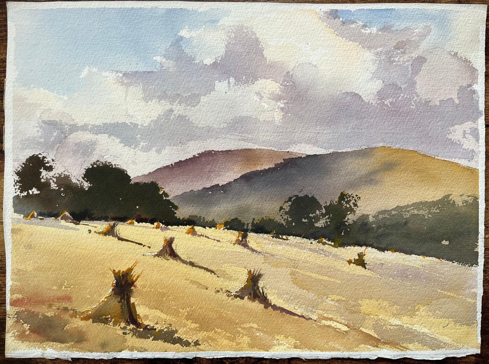 British Impressionist Watercolor Of A Serene Countryside Scene At Harvest Time photo furniture