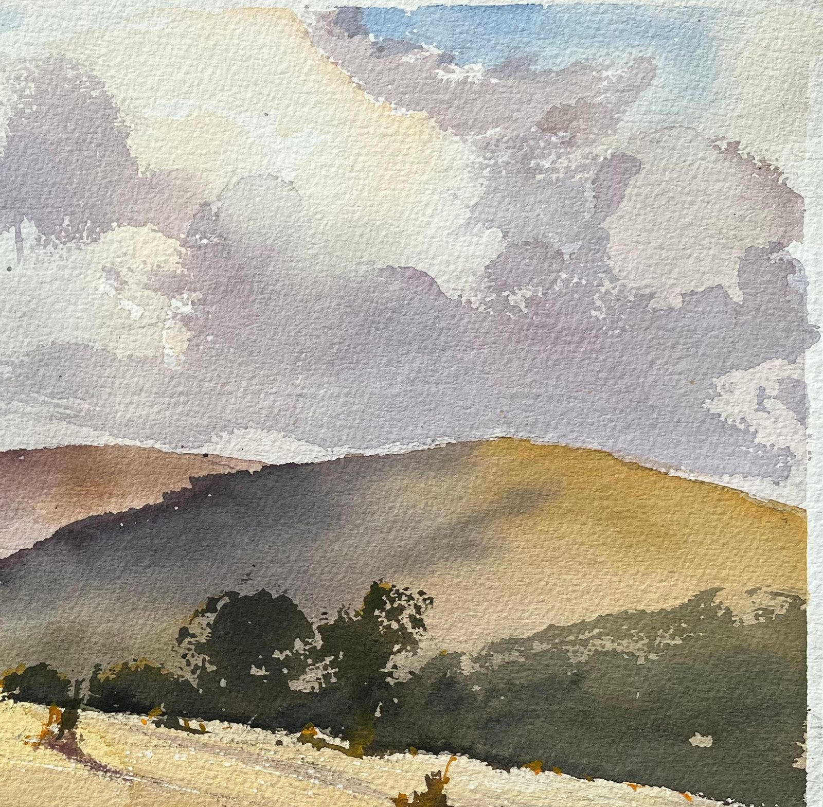 British Impressionist Watercolor Of A Serene Countryside Scene At Harvest Time photo 400.0