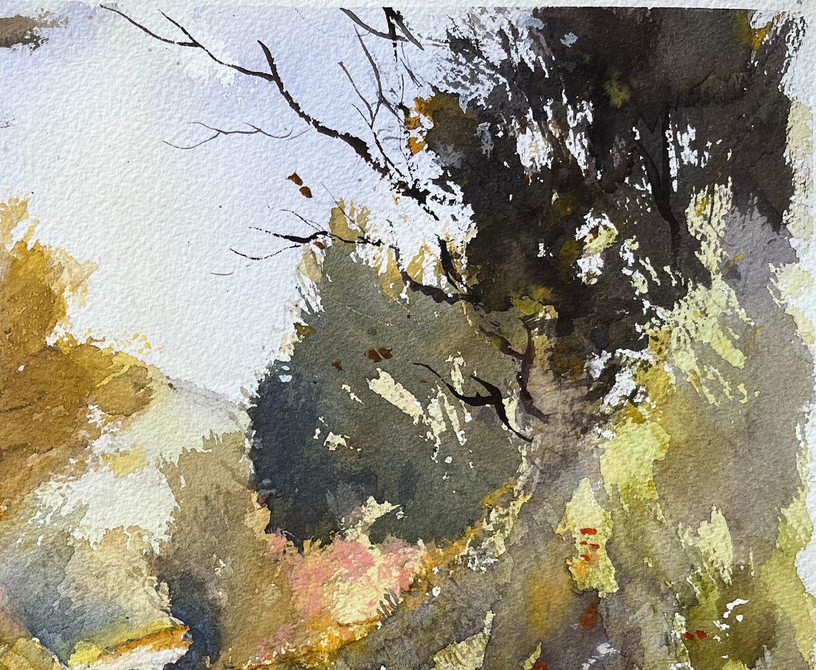 British Impressionist Watercolor Of Sunlit Country Lane photo Art
