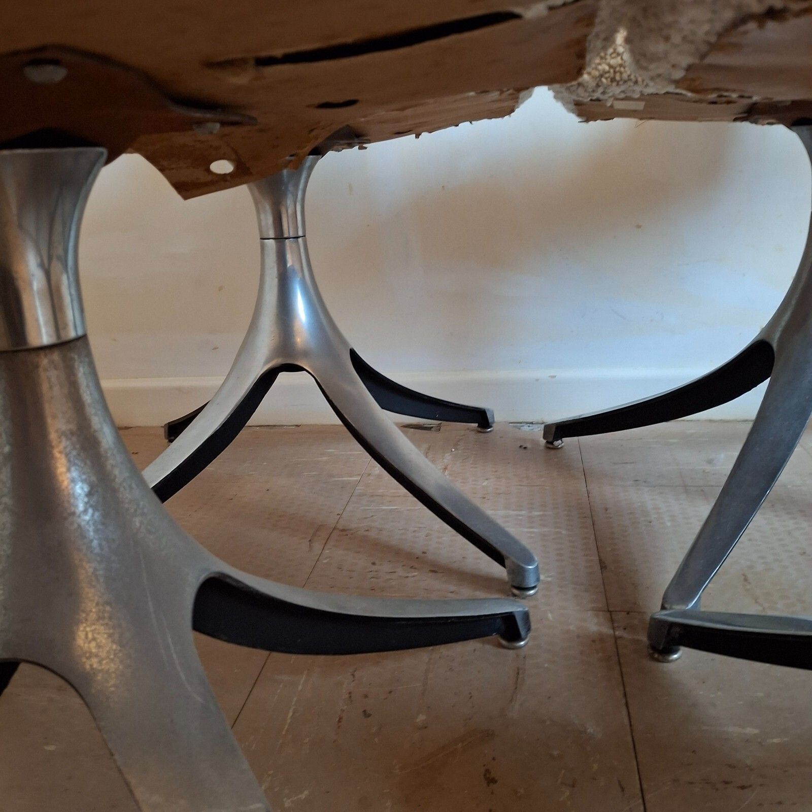 Furniture Fab Vintage Howell Interlake 4 Swivel Chairs Taupe Boucle & Glass Dining Table photo
