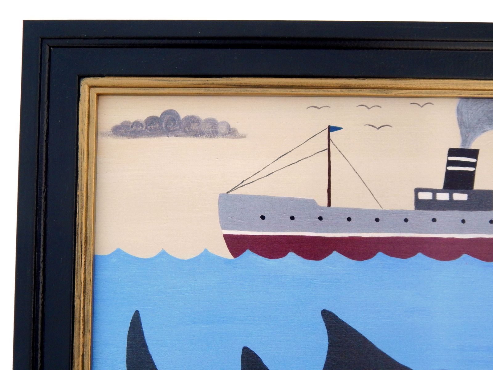 Naïve Coastal Art Maritime Scene With Sawfish And Steamship Fine Art Print By Matt Rix photo buy