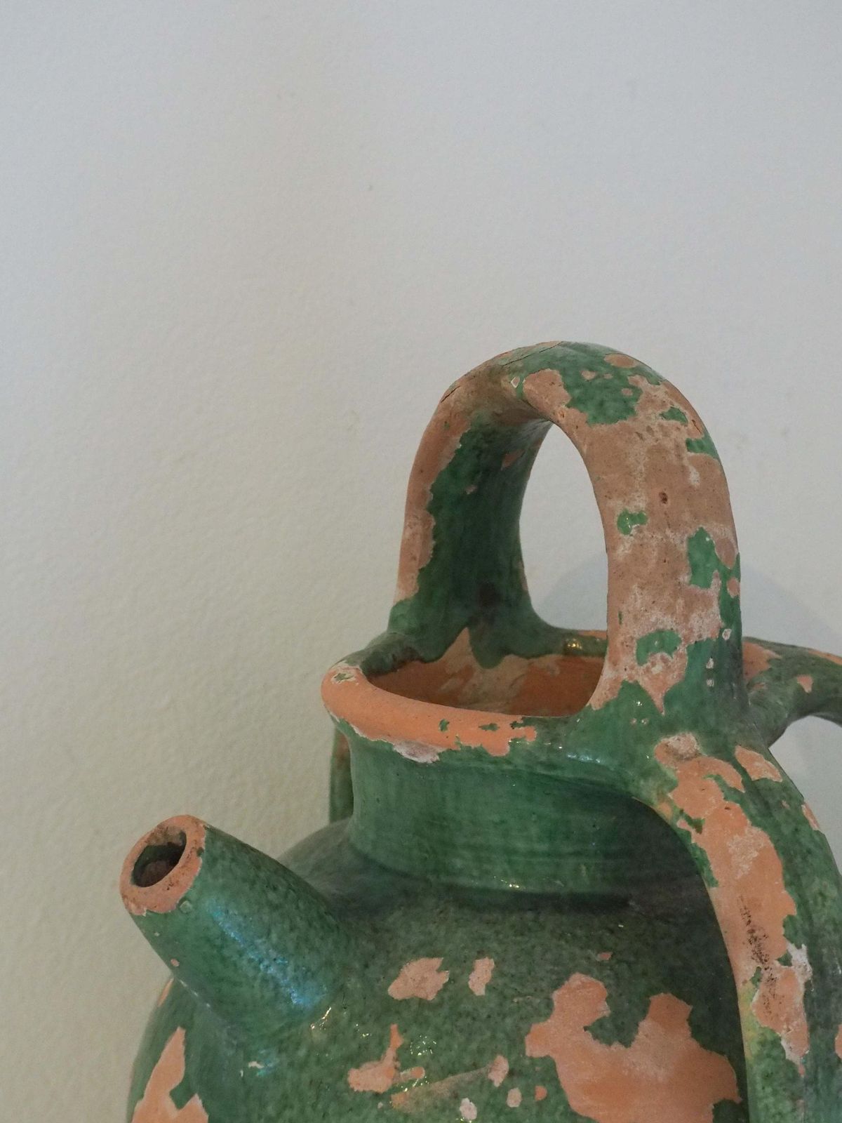 Antique French Green Glazed Terracotta Jug With Spout & Handles / Decorative Pot (Sold Individually) photo 128.0