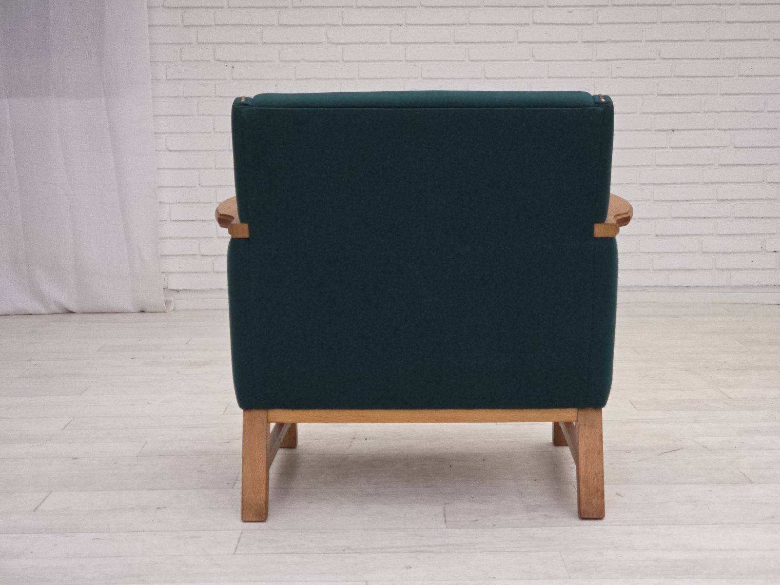 1970s, Danish Armchair, Furniture Wool, Solid Oak Wood. photo 1270.0