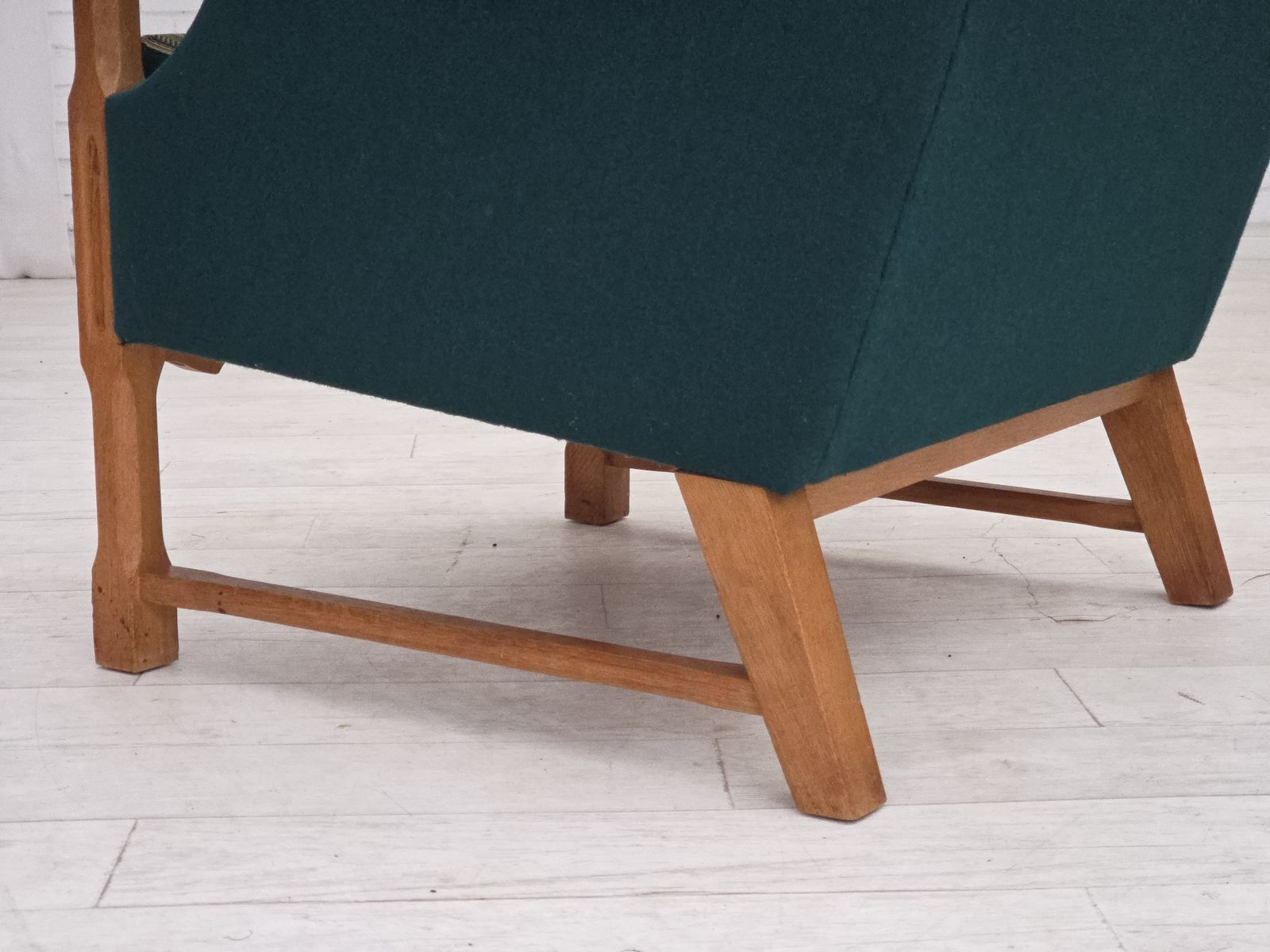 1270.0 1970s, Danish Armchair, Furniture Wool, Solid Oak Wood. photo