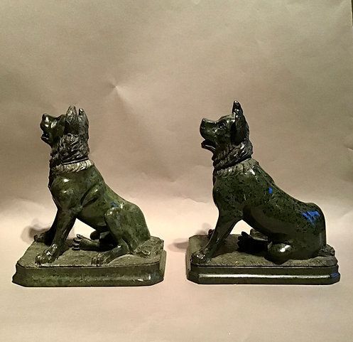 C19th Pair Of Grand Tour Serpentine Marble Dogs photo 1700.0