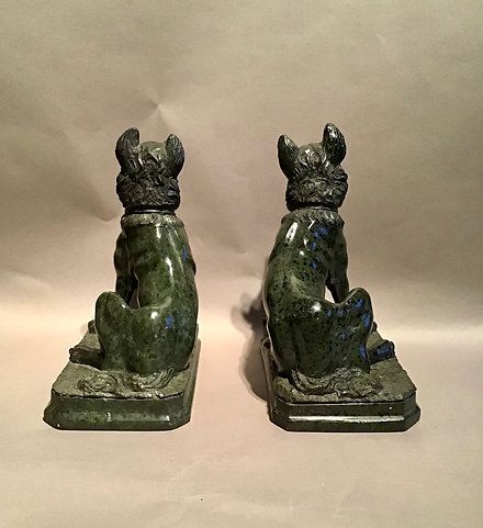 C19th Pair Of Grand Tour Serpentine Marble Dogs photo buy