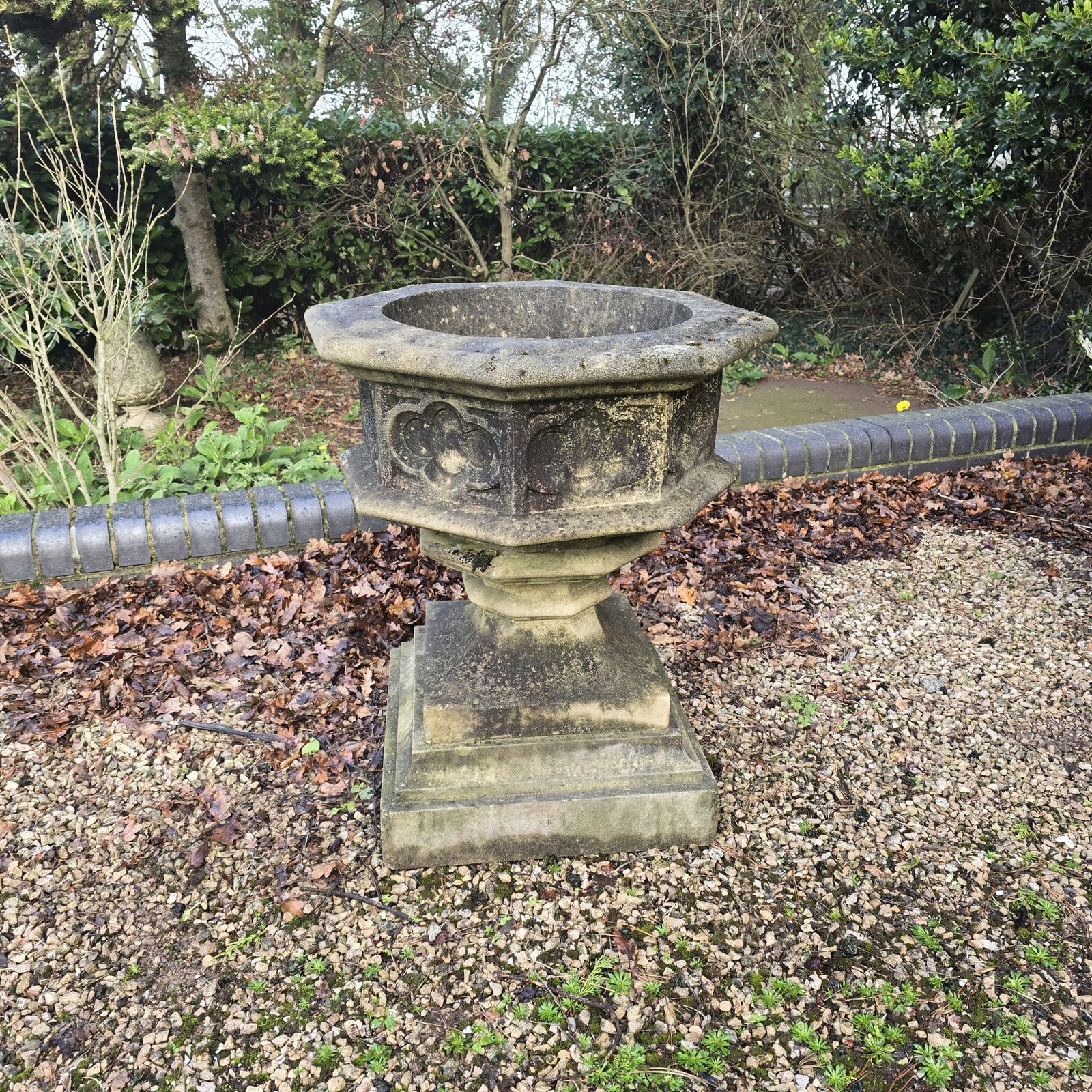 Large Seven Sided Well Weathered Garden Urn photo buy