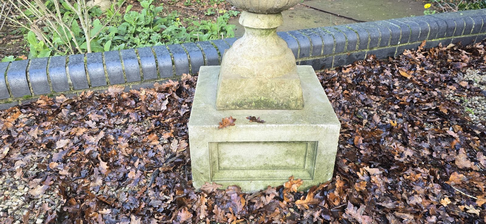 Large Well Weathered Garden Urn On Pedestal photo Garden Decor
