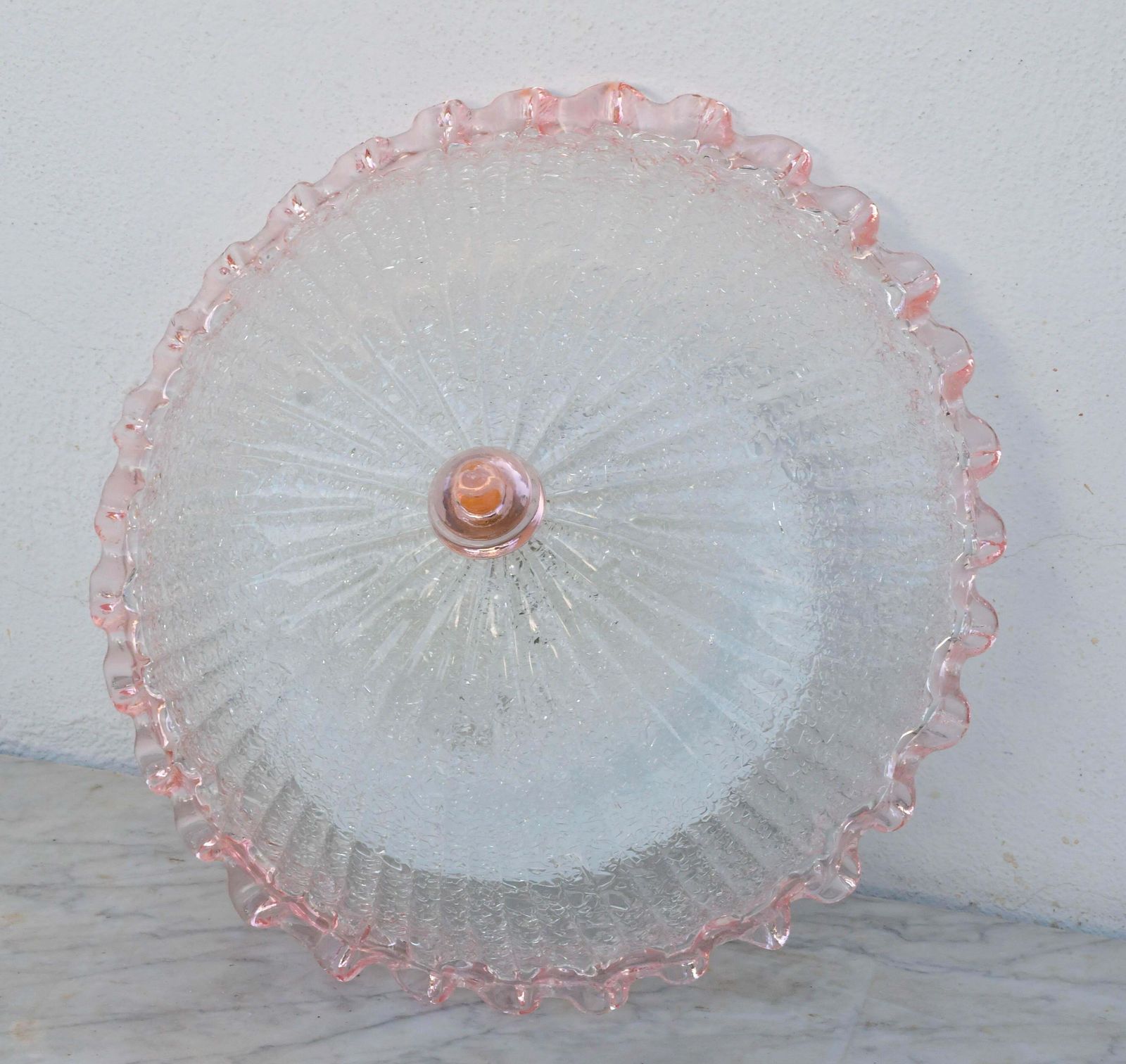 Charming Italian Pink Murano Glass Ceiling Fixture, Murano, 1970 photo for sale