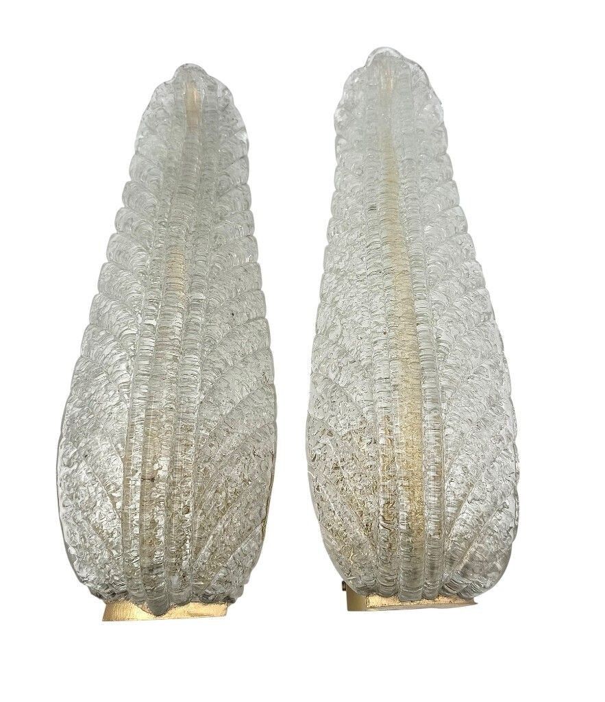 photo furniture A Pair Of Art Deco 1940s Barovier & Toso Murano Glass Feather Wall Sconces