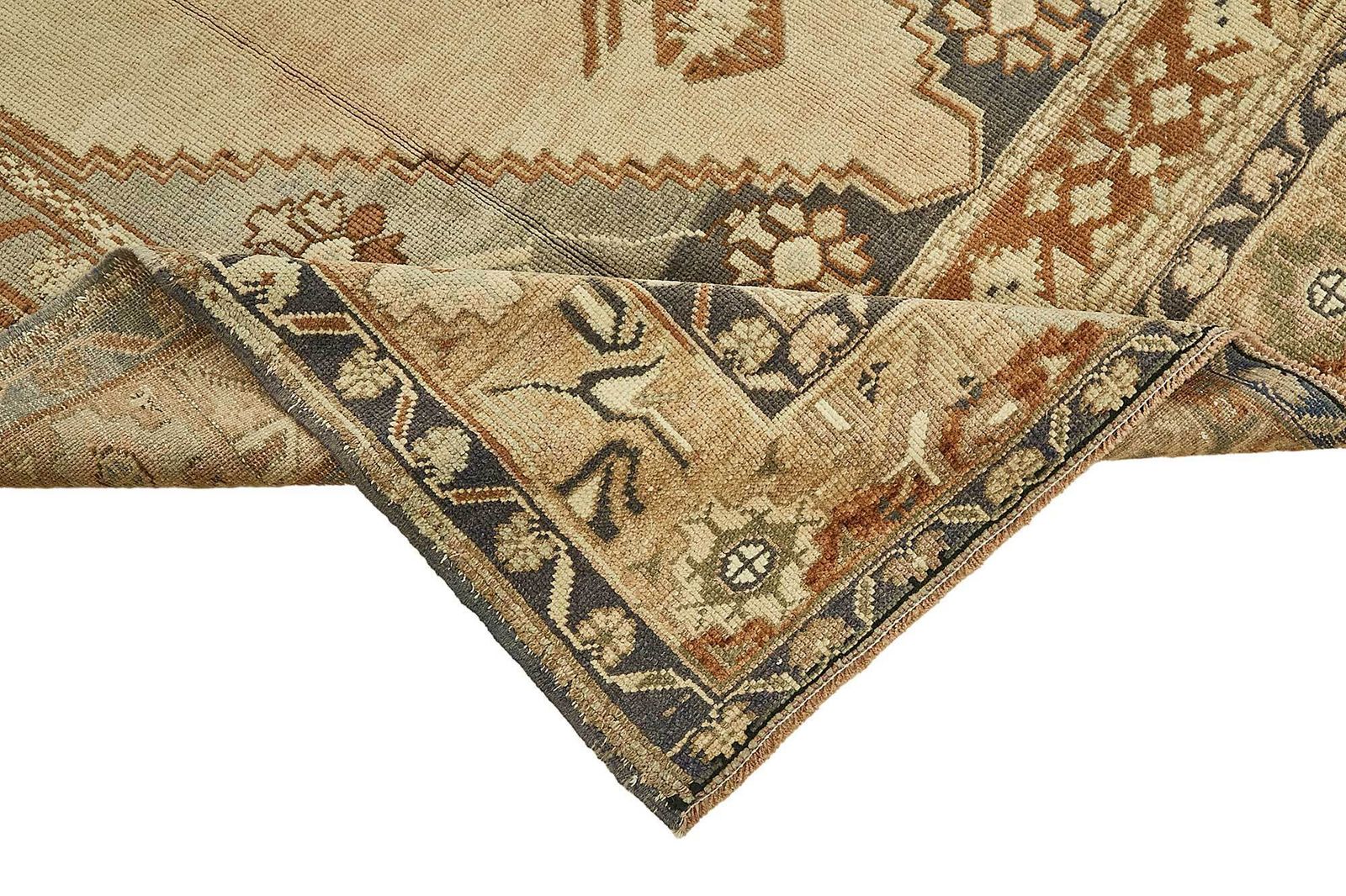 Turkish Beige Handmade Oriental Rug 161 Cm X 300 Cm photo vinterior