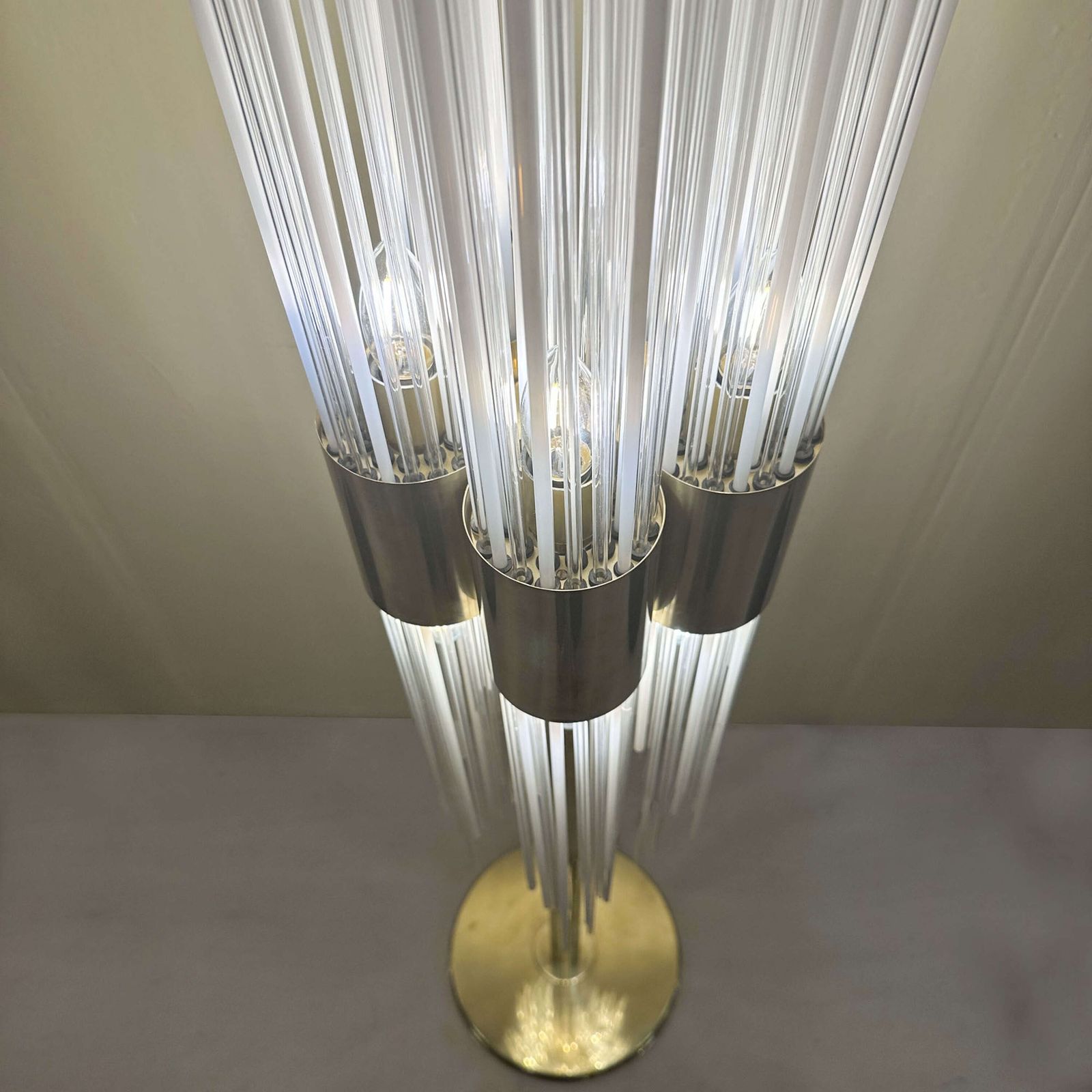 Floor Lamp Attributed To Carlo Nason 1960s Brass And Fountain Of Glass Strands photo Lighting
