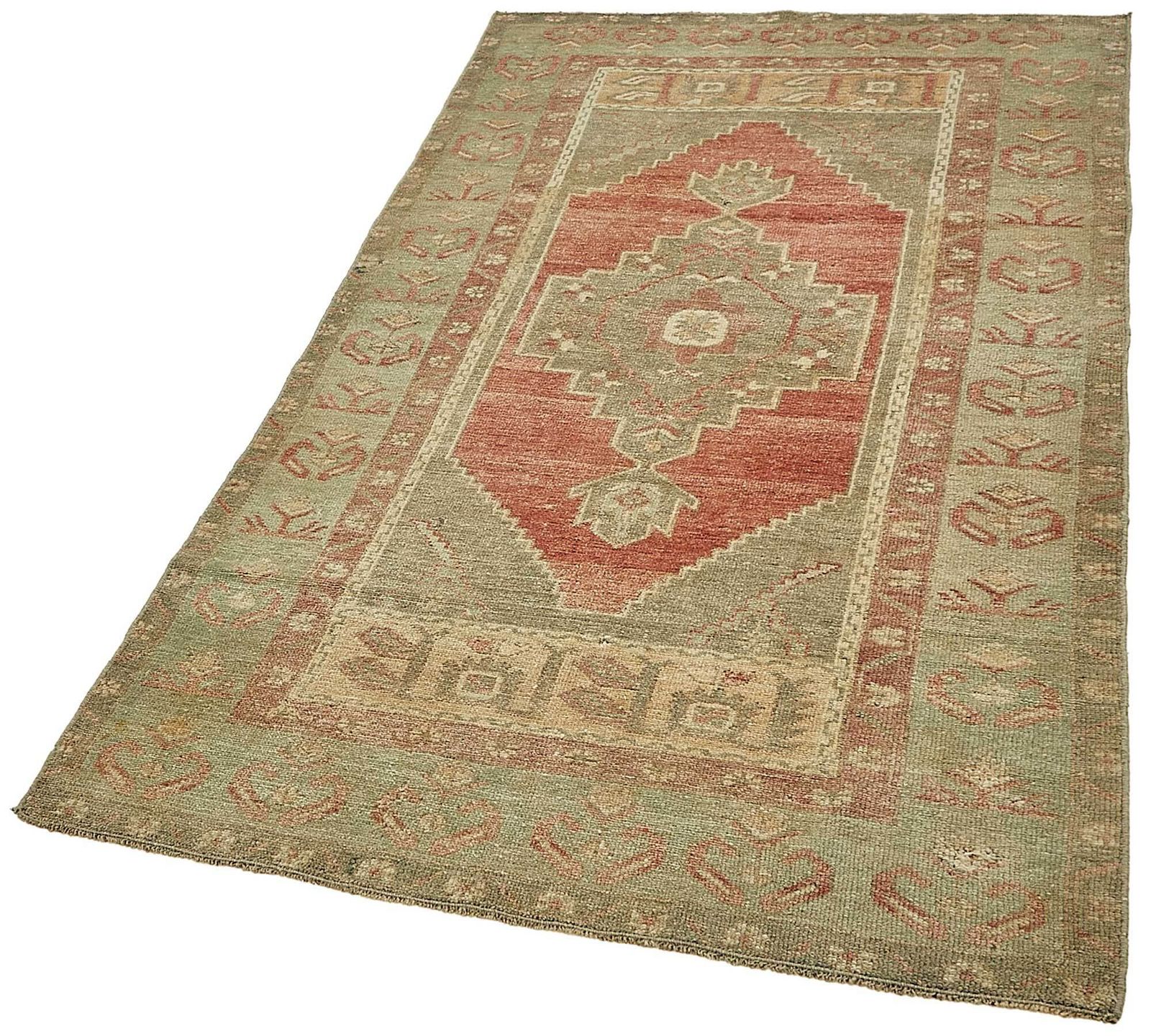 Handmade Turkish Beige Small Oriental Rug 106 Cm X 193 Cm photo for sale