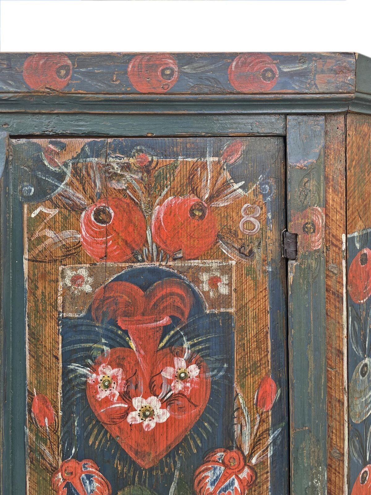 Blue Floral Painted Cupboard   Early 19th Century photo buy