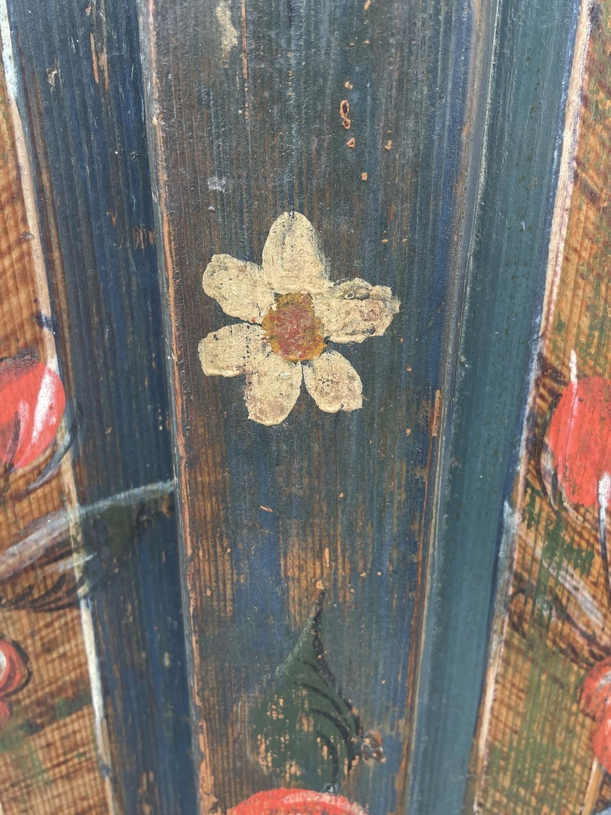 photo buy Blue Floral Painted Cupboard   Early 19th Century