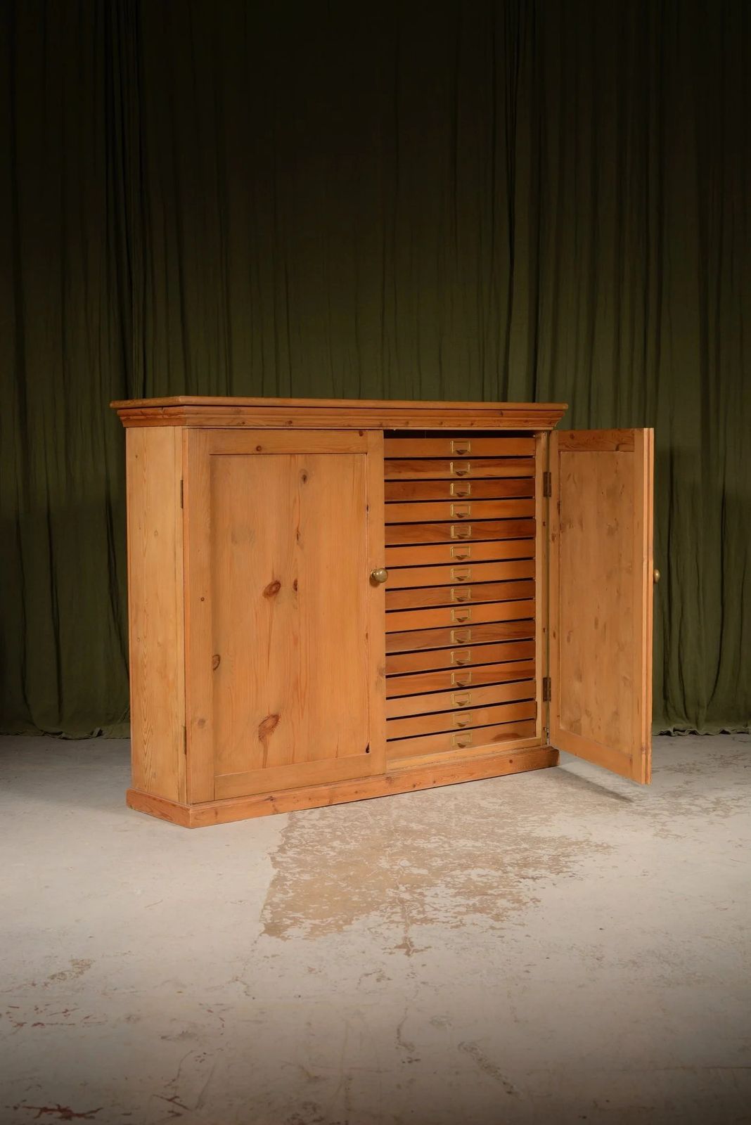 A Victorian Pine Bank Of Drawers Within A Cupboard   C.1890