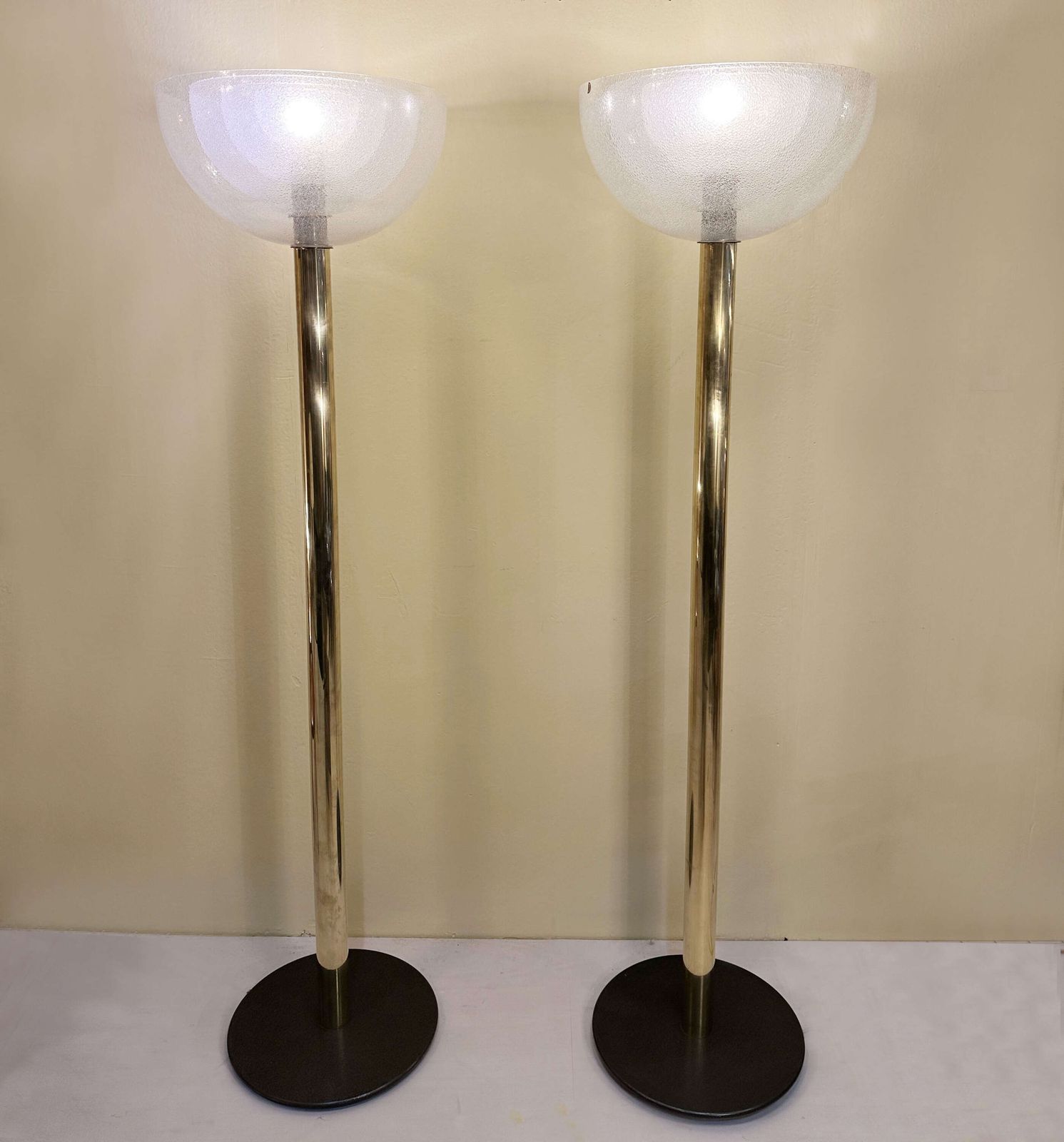 Carlo Nason Lt338 Floor Lamp For Mazzega In Pulegoso Glass And Brass, Italy 1967 photo vintage