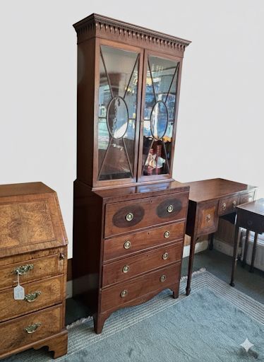 Small Regency Mahogany Secretaire Bookcase photo Furniture