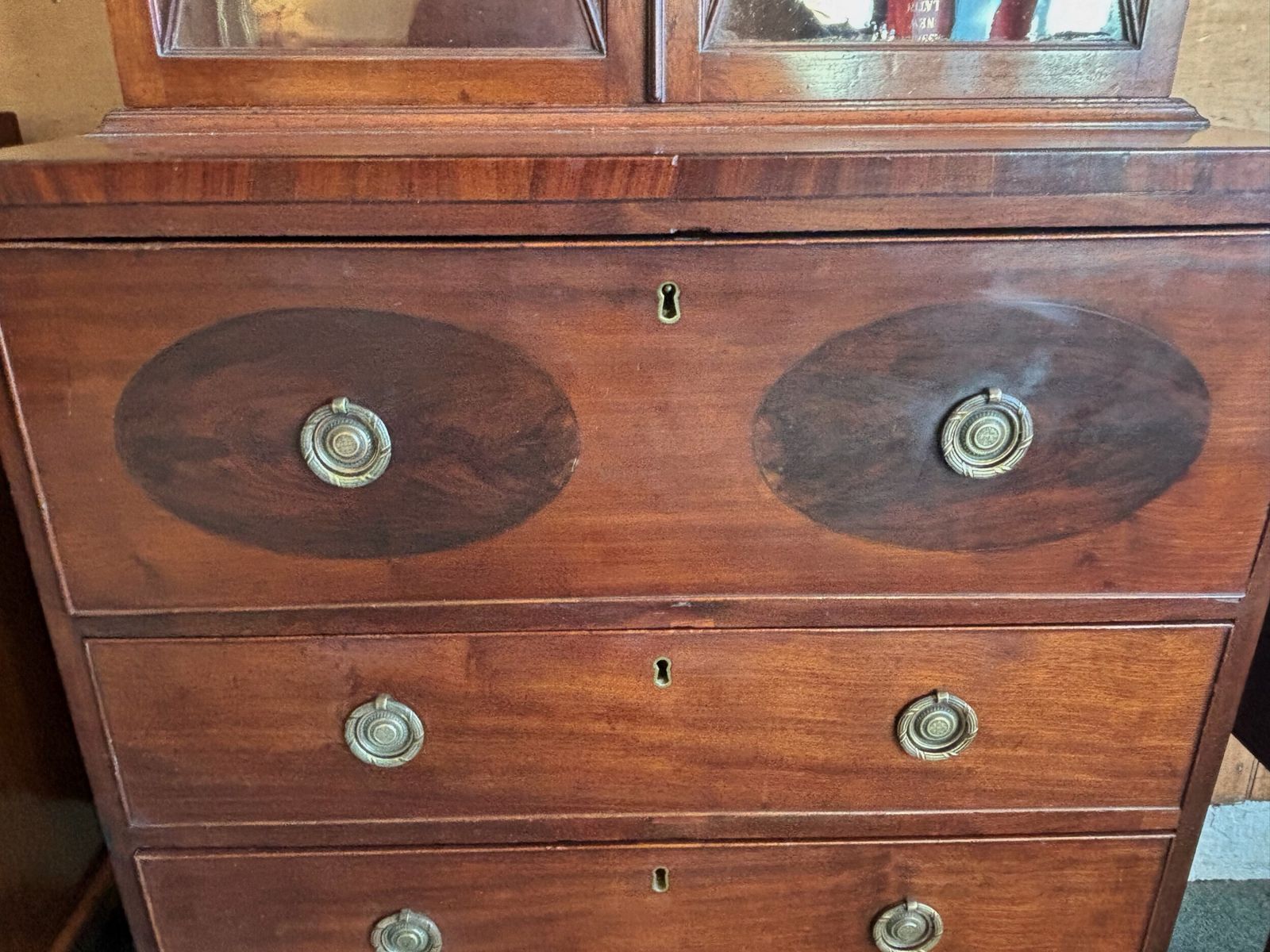 Furniture Small Regency Mahogany Secretaire Bookcase photo