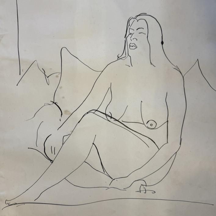 Study Of A Seated Female Nude   Edward Wolfe Ra (1897 1982) photo furniture