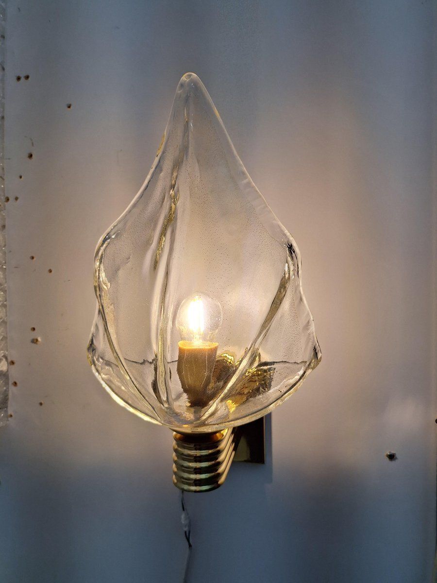 Murano Glass Wall Lamp With Brass Frame By La Murrina, 1980s, Set Of 2 photo furniture