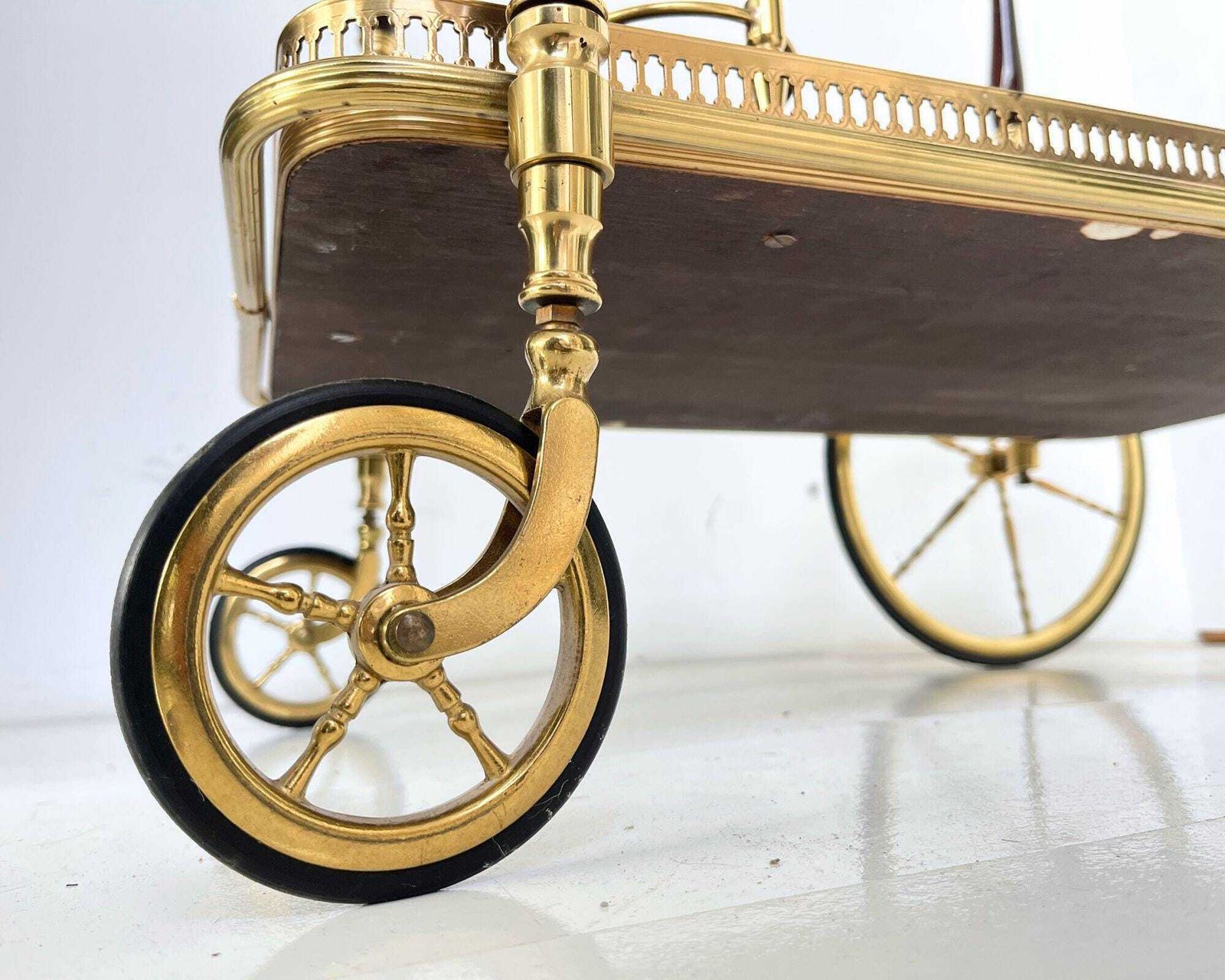 Brass Bar Cart | French Rolling Bar Trolley | Maison Jansen Style photo vinterior