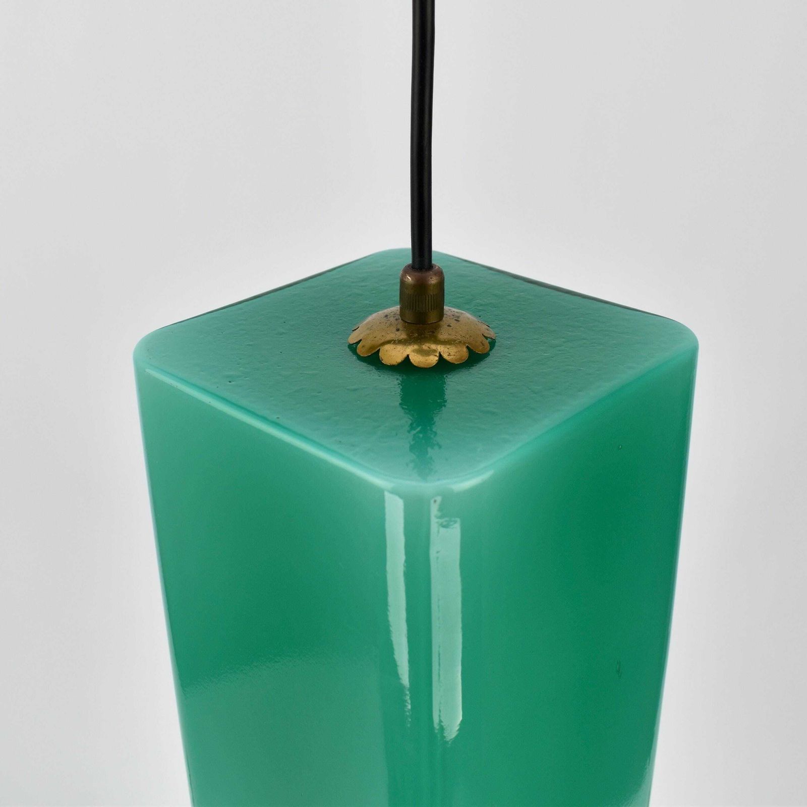 Grote Mid Century Modern Hanglamp Van Murano Glas, Gino Vistosi | Blauwgroen Rechthoekige Buis, Vintage | Venini Massimo Vignelli, Ca. Jaren 1950 photo Verlichting