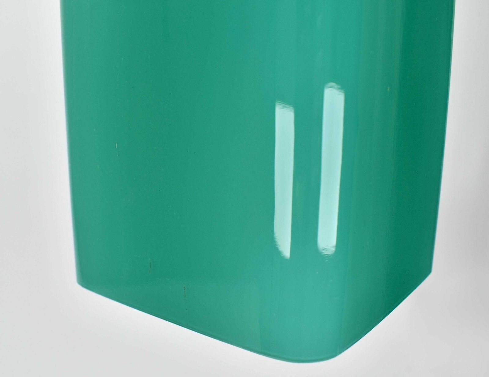 Large Mid Century Modern Murano Glass Pendant Light Gino Vistosi | Teal Green Rectangular Tube Vintage Retro | Venini Massimo Vignelli 1950s photo vintage