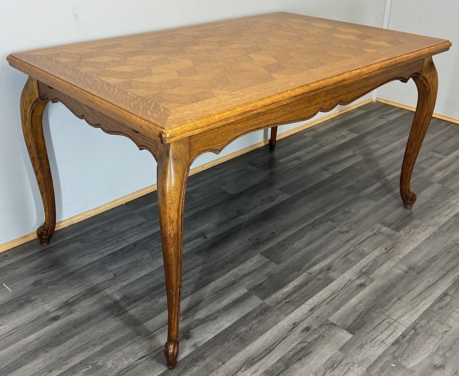 Dining Table Vintage French Louis XVI Carved Oak Extendable Table Lot 4583 photo for sale