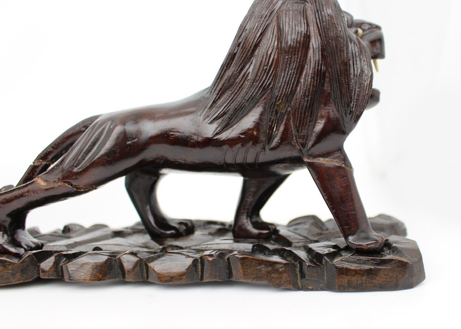 Pair Of Antique African Carved Ironwood Lions – C.1890–1920 photo Art