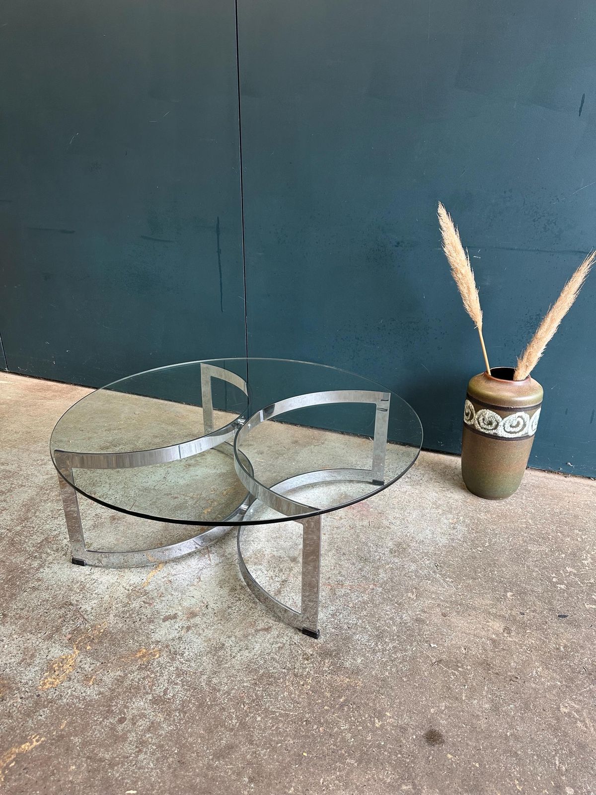 Merrow Associates Chrome And Glass Mid Century Coffee Table photo vintage