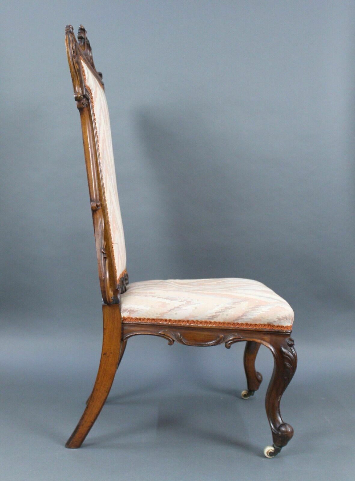 Antique Victorian Carved Walnut Upholstered Chair photo for sale