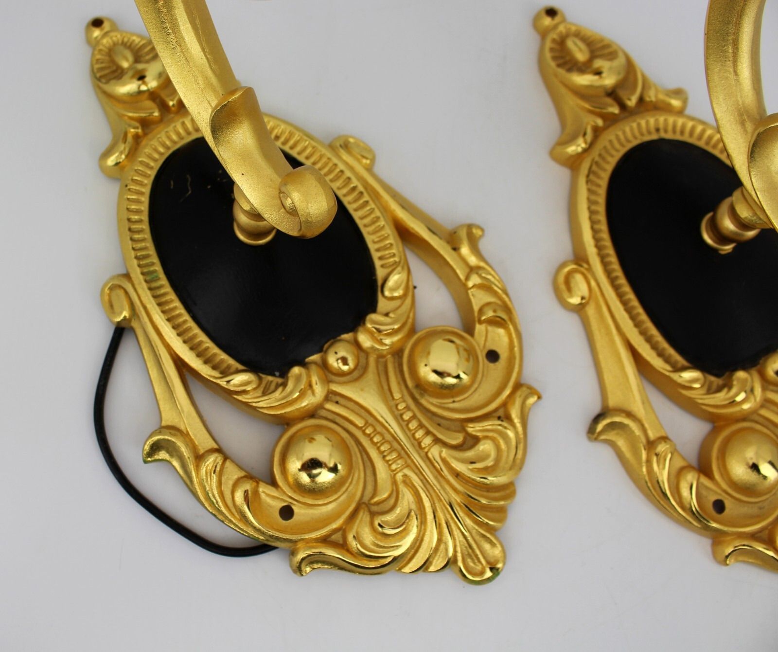 Pair Of Vintage Gilt Metal Decorative Wall Lights photo furniture