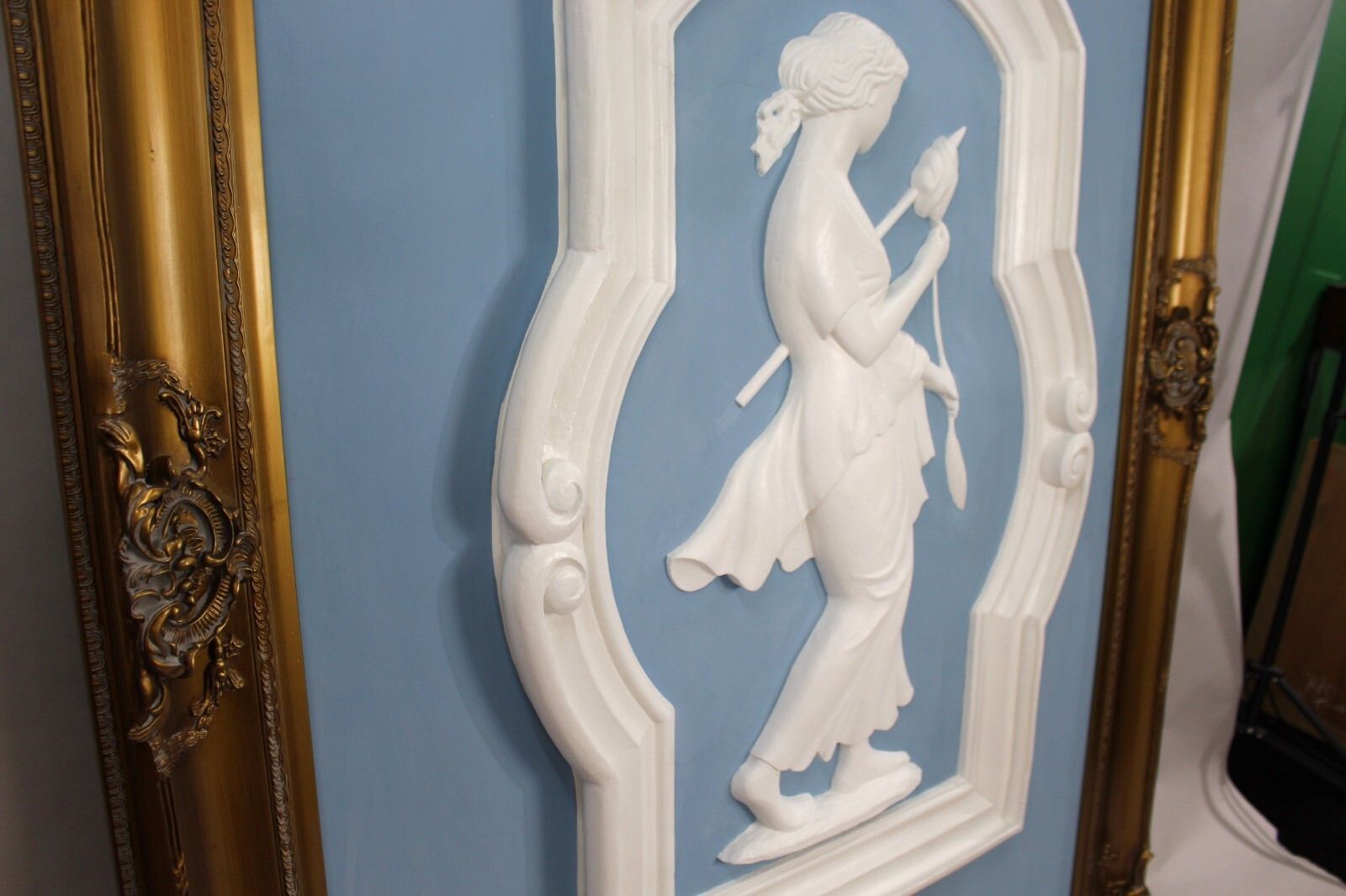 Pair Of Very Large Art Deco Plaster Panels Set In Gilt Frame photo vinterior