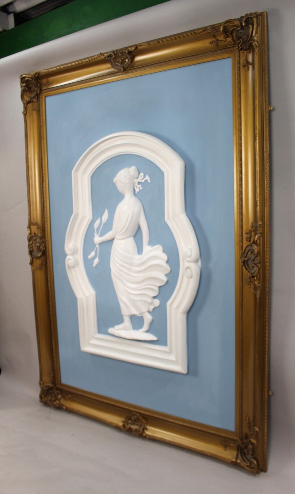 photo vintage Pair Of Very Large Art Deco Plaster Panels Set In Gilt Frame