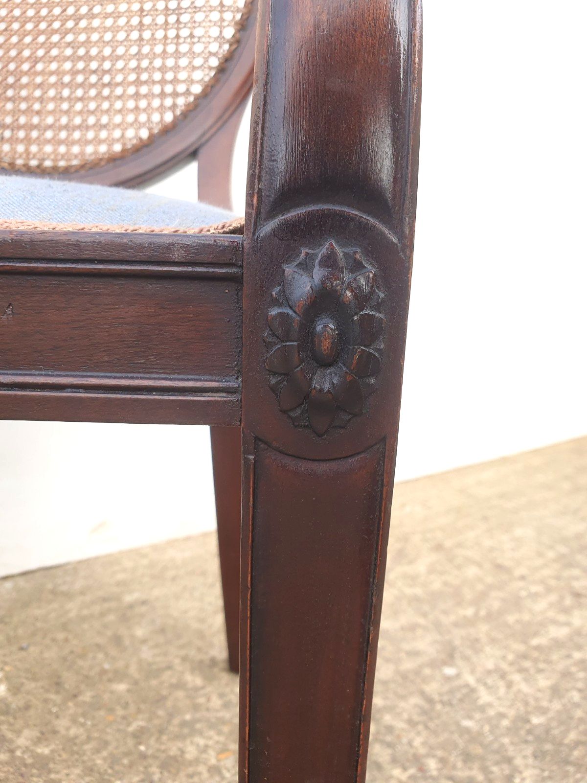 photo for sale A Georgian Style Cane Back Mahogany Open Armchair